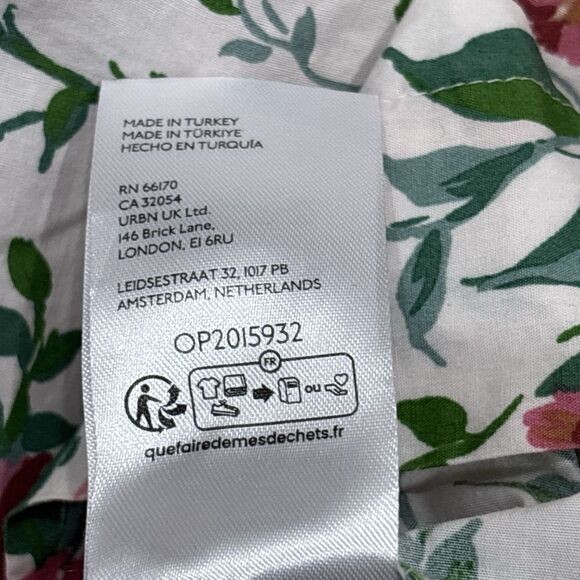 Anthropologie Somerset Dress Size 1X White Pink Floral Maxi Puff Sleeve Cotton - Picture 14 of 14